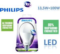 PHILIPS n.10 LAMPADINE SFERA LED 86% LED 13,5W 100W E27 2700K LUCE CALDA 1520 lm [EEK: A+ Risparmio Energetico 86%]