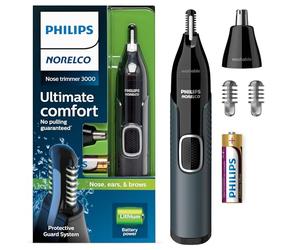 Philips Norelco - Rifinitore peli naso: Trimmer per naso, orecchie e sopracciglia, resistente all'acqua, per uomo, Nero