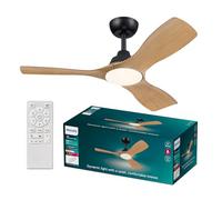 Philips Ventilatore da soffitto Olas - 3 pale, LED 24W, motore DC, 106 cm, Nero, con telecomando