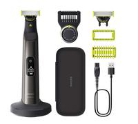 Philips OneBlade Pro 360 Autentico Regolabarba elettrico per viso e corpo, rasoio e depilatore, 2x 360 lame, pettine a 14 lunghezze, kit per il corpo, base di ricarica, custodia da viaggio, QP6652/30
