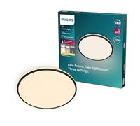 Philips Ozziet Plafoniera LED lineare, Nero | Luce bianca calda, 22 W, 2700 K, Lampada a soffitto per interni, 3 regolazioni di luce, Luce a doppia zona, Design elegante