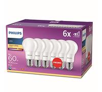 PHILIPS Lampadina LED Goccia, Equivalente a 60 W, Attacco E27, Luce Bianca Calda, non Dimmerabile, Goccia, 6 Unità (Confezione da 1)