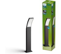 PHILIPS Paletto luminoso da esterno Splay, 800 lm, 2700 K, PowerShield, IP44 resistente alle intemperie, durevole, alluminio, lunga durata, LED integrato, grigio antracite