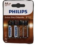 PHILIPS Pile AA 4 Pezzi - R6L4B10 - Tecnologia al Cloruro di Zinco - Durata di Conservazione 3 Anni