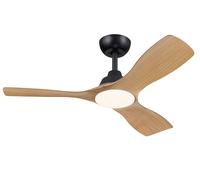 Philips Olas ventilatore a soffitto illuminazione LED, 3 pale, 107 cm di diametro, 2650 lumen, luce bianca tunabel da 3000 K a 6500 K, intensità regolabile al 5%, telecomando incluso, nero/legno