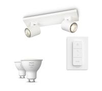 Philips Runner Base Bianca per 2 Faretti + Telecomando Dimmer Switch + 2 Faretti Connessi GU10 White