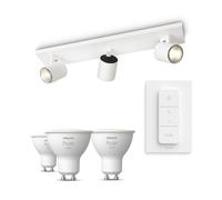 Philips Runner Base Bianca per 3 Faretti + Telecomando Dimmer Switch + 3 Faretti Connessi GU10 White