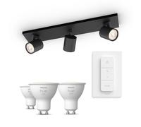 Philips Runner Base Nera per 3 Faretti + Telecomando Dimmer Switch + 3 Faretti Connessi GU10 White