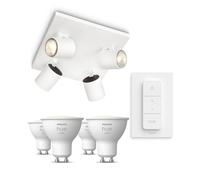 Philips Runner Base Nera per 4 Faretti + Telecomando Dimmer Switch + 4 Faretti Connessi GU10 White