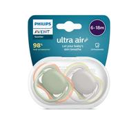 PHILIPS SCF085/20 Soother Air 6-18 Mesi non Deco Neu, Kaki/Arancione e Grigio/Giallo, Confezione da 2