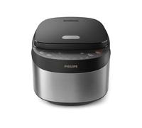 Philips Serie 3000 - Cuociriso compatto da 0,85 l, 8 menu automatici, pentola antiaderente a 4 strati, cottura rapida in 30 minuti, design nero e argento (HD3093/80)