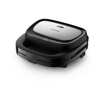 Philips Serie 5000 - Set di 3 piatti per panini, panini e waffle. Piatti antiaderenti per griglia. Taglio e sigillatura. Potenza 750 W. Nero (HD2350/80)