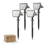 Philips Set di 4 faretti da esterni, impermeabili, 28 LED 7500 K, illuminazione paesaggistica per giardino, vialetto e prato, funzione crepuscolo all'alba, 4 pezzi