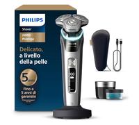 Philips Shaver i9000 Prestige, rasoio elettrico Wet & Dry, con tecnologia Skin IQ, triplo sistema di sollevamento e taglio, doppie lame rotanti in acciaio di precisione a 360°, modello XP9205/30