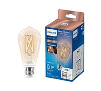 Philips Smart LED Edison Filament - Illuminazione LED intelligente - Luce bianca calda o fredda - E27-60W - Trasparente - Wi-Fi