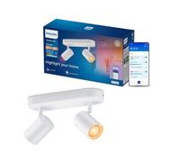 Philips Smart Lighting Faretti GU10 x2, WH Bianco | Luce colori e bianca tunabel 2.200-6.500 K, Plafoniera, Smart LED, 345 lm x2, Reg. luminos., Connected by WiZ, casa connessa