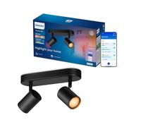 Philips Smart Lighting GU10 Faretti x2, Nero BK | Luce colori e bianca tunabel 2.200-6.500 K, Plafoniera, Smart LED, 345 lm x2, Reg. luminos., Connected by WiZ, casa connessa