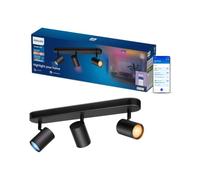 Philips Smart Lighting GU10 faretti x3, Nero BK | Luce a colori e bianca tunabel 2.200-6.500 K, Plafoniera, Smart LED, 345 lm x3, Reg. lumin., Connected by WiZ, casa connessa