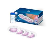 Philips Smart Lighting GU10 Kit, Faretti da incasso,Confezione da 4, Bianco | Luce bianca e colorata, Smart LED, Dimmerabile, Testa inclinabile, Intensità regolabile, Smart Home, Controllo vocale via app