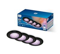 Philips Smart Lighting GU10 Kit, Faretti da incasso, Confezione da 4, Nero | Luce bianca e colorata, Smart LED, Dimmerabile, Testa inclinabile, Intensità regolabile, Smart Home, Controllo vocale via app