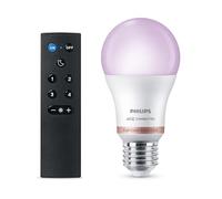 Philips Smart Lighting, Lampadina a LED A60 Smart RGB con Telecomando, E27, 806 lm, Luce Bianca Regolabile e a Colori 2.200-6.500K, dimmerabile, Connected by WiZ Alexa, Google Home, Apple Home