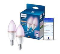 Philips Smart Lighting, Lampadina LED smart C37 E14, Confezione da 2