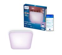 Philips Smart Lighting, Plafoniera da soffitto, Quadrata, 29,5 cm | A Colori e Bianca Regolabile 2.200-6.500 K, Smart LED, 18 W, 1.800 lm, Reg Lum Minima, Connected by WiZ, Casa Connessa