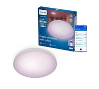 Philips Smart Lighting, Plafoniera da soffitto, Tonda, 37,5 cm | A Colori e Bianca regolabile 2.200-6.500 K, Smart LED, 24 W, 2.600 lm, Reg Lum Minima, Connected by WiZ, Casa Connessa