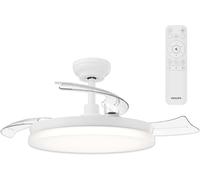Philips Solr Ventilatore a Soffitto con Pale Retrattili e Lampadina LED, 3 Pale, Pala Aperta 106 cm, 4.500 lm, 3 Ton. Luce Bianca (2.700/4.000/5.500 K), Regol. Fino a 10%, Telecom. In ianco