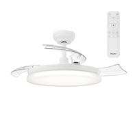 Philips Solr Ventilatore a Soffitto con Pale Retrattili e Lampadina LED, 3 Pale, Pala Aperta 106 cm, 4.500 lm, 3 Ton. Luce Bianca (2.700/4.000/5.500 K), Regol. Fino a 10%, Telecom. Incl., Bianco