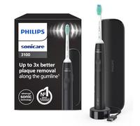 Philips Sonicare 3100 spazzolino elettrico sonico, sensore di pressione e timer, custodia da viaggio, colore nero, HX3673/14, Sonicare 3100, Nero