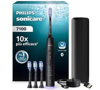 Philips Sonicare 7100 spazzolino elettrico sonico con app, 4 modalità di spazzolamento e 3 livelli di intensità, avviso di pressione, EasyStart, SmarTimer, Nero, modello HX7421/08 [Nuova tecnologia]