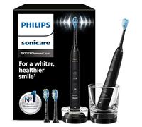 Philips Sonicare DiamondClean 9000 spazzolino elettrico, confezione doppia, spazzolino sonico con app, sensore di pressione, 4 modalità di spazzolamento, bicchiere di ricarica, nero, HX9914/63