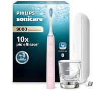 Philips Sonicare DiamondClean 9000 spazzolino elettrico sonico con app, sensore di pressione, 4 modalità di pulizia, bicchiere di ricarica e custodia da viaggio USB, colore rosa, modello HX9911/29