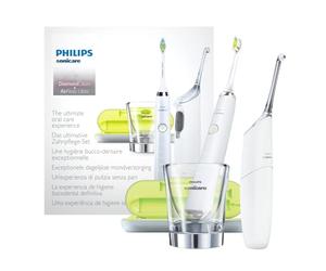 Philips Sonicare DiamondClean + Sistema di Pulizia Interdentale AirFloss Ultra HX8491/01 Spazzolino Elettrico Sonico, Bianco