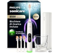 Philips Sonicare Next-Generation DiamondClean 8500 Spazzolino elettrico - con Feedback di pressione, 18 impostazioni, bianco polvere, HX8515/11