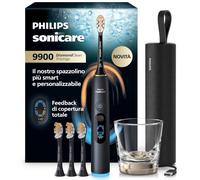 Philips Sonicare Next-Generation DiamondClean 9900 Prestige Spazzolino elettrico - con SenseIQ, Feedback di copertura totale, Feedback di pressione, 24 impostazioni, nero quarzo, HX9815/92
