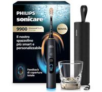 Philips Sonicare Next-Generation DiamondClean 9900 Prestige Spazzolino elettrico - con SenseIQ, Feedback di copertura totale, Feedback di pressione, 24 impostazioni, nero quarzo, HX9813/92