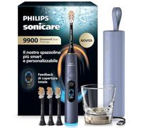 Philips Sonicare Next-Generation DiamondClean 9900 Prestige Spazzolino elettrico - con SenseIQ, Feedback di copertura totale, Feedback di pressione, 24 impostazioni, blu tempesta, HX9815/98