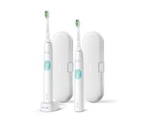 Philips Sonicare 4300 series ProtectiveClean Spazzolini Elettrici Sonici, con custodia da viaggio, confezione da 2 Spazzolini Bianchi HX6807/35