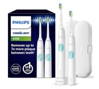 Philips Sonicare 4300 series ProtectiveClean Spazzolini Elettrici Sonici, con custodia da viaggio, confezione da 2 Spazzolini Bianchi HX6807/35