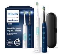 Philips Sonicare ProtectiveClean 5100 4500 series Spazzolini Elettrico Sonici, con custodia da viaggio, confezione da 1 Spazzolino Bianco e 1 Spazzolino Blu HX6851/34