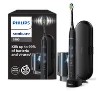 Philips Sonicare ProtectiveClean 5100 Spazzolino Elettrico, Spazzolino Sonico con 3 Modalità di Spazzolamento, Sensore di Pressione, Sanitizzatore a Raggi UV, Nero, Modello HX6850/57