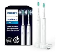 Philips 3000 series Sonicare Spazzolini Elettrici Sonici, confezione da 2 Spazzolini Bianchi HX3675/13