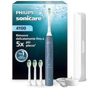 Spazzolino elettrico Philips Sonicare Serie 4000 - Spazzolino sonico con sensore di pressione, 4 impostazioni, EasyStart, SmarTimer, autonomia 21 giorni, custodia, blu marino, HX4046/48, [Nuovo]