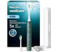 Philips Sonicare Serie 4100 - Spazzolino elettrico sonico, Sensore di pressione, 4 impostazioni, EasyStart, SmarTimer, autonomia 21 giorni, custodia, verde bosco, HX4042/46, [Nuovo]