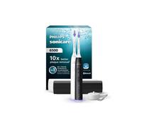 Philips 6500 Series Sonicare spazzolino elettrico sonico con base di ricarica e custodia, 3 livelli di intensità, sensore di pressione confezione da 1 spazzolino bianco e 1 spazzolino nero HX7419/01