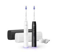 Philips 6500 Series Sonicare spazzolino elettrico sonico con base di ricarica e custodia, 3 livelli di intensità, sensore di pressione confezione da 1 spazzolino bianco e 1 spazzolino nero HX7419/01