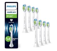 PHILIPS Sonicare W2 Optimal White, testine di ricambio originali, bianco, confezione da 8, HX6068/87, Nuovo, 8 Testine
