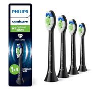 Philips Sonicare W2 Optimal White, testine di ricambio originali, nero, confezione da 4, HX6064/88